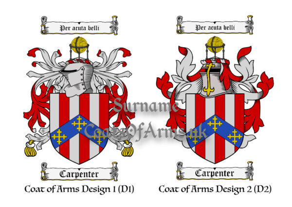 Carpenter (English) Coats of Arms (Family Crests) 2 Designs