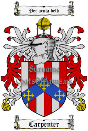 Carpenter (English) Coat of Arms Family Crest PNG Image Instant Download