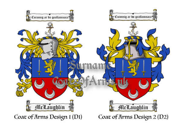 McLaughlin (Irish) Coats of Arms (Family Crests) 2 Designs