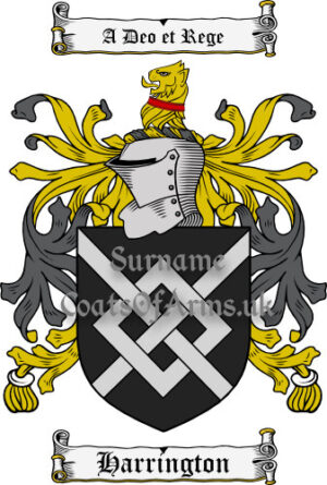 Harrington (English-Irish) Coat of Arms Family Crest PNG Image Instant Download