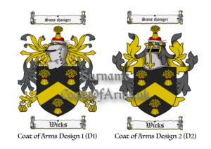 Wicks (English) Coats of Arms (Family Crests) 2 Designs