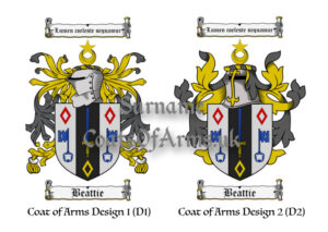 Beattie (Scottish) Coats of Arms (Family Crests) 2 Designs