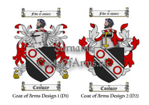 Conway (English, Welsh, Irish) Coat of Arms Family Crest 2 Designs PNG Image Instant Download