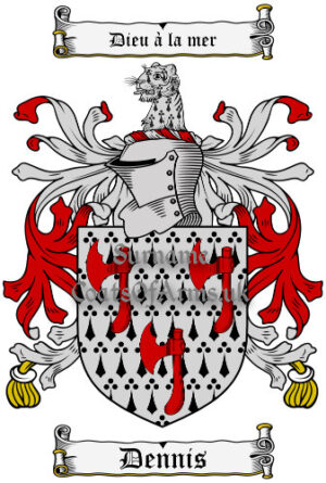 Dennis (English) Coat of Arms Family Crest PNG Image Instant Download