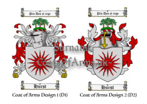 Hurst (English) Coats of Arms (Family Crests) 2 Designs