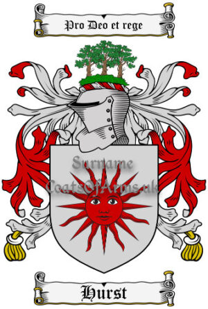 Hurst (English) Coat of Arms Family Crest PNG Image Instant Download