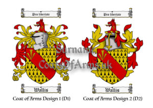 Wallis (English) Coats of Arms (Family Crests) 2 Designs