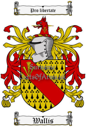 Wallis (English) Coat of Arms Family Crest PNG Image Instant Download