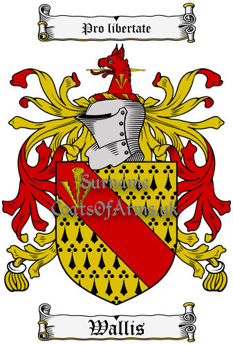 Wallis (English) Coat of Arms Family Crest PNG Image Instant Download