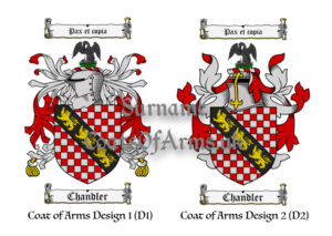 Chandler (English) Coats of Arms (Family Crests) 2 Designs