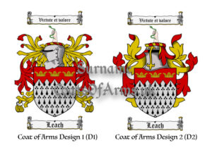 Leach (English) Coats of Arms (Family Crests) 2 Designs